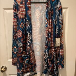 Kiyonna Blue and Orange Patterned Blazer